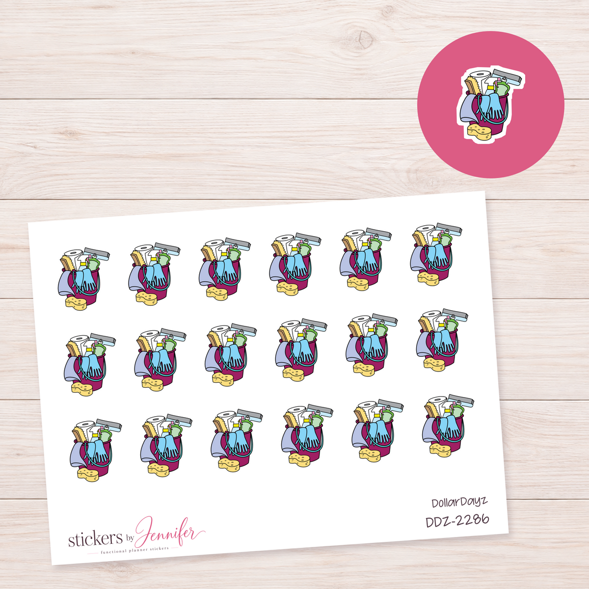 Berry Cleaning Bucket Planner Stickers | DDZ-2286
