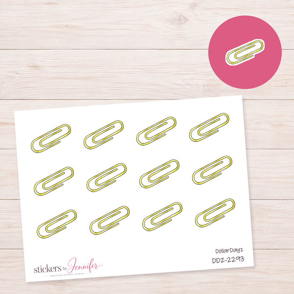 Yellow Paper Clip Planner Stickers | DDZ-2293