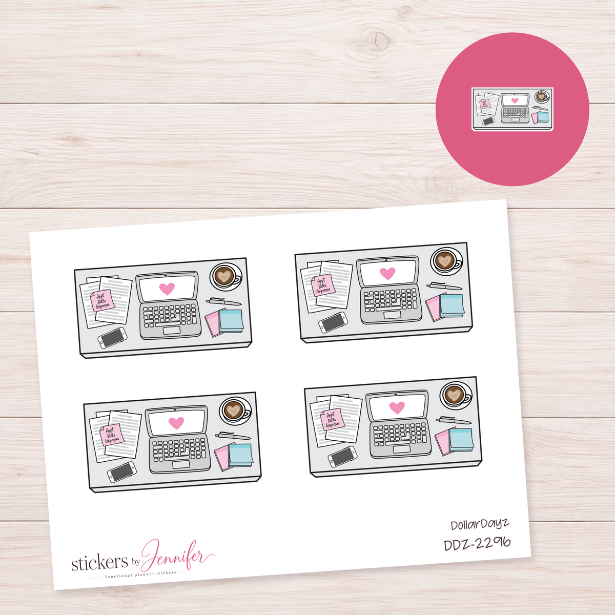 Gray Laptop Workspace Planner Stickers | DDZ-2296
