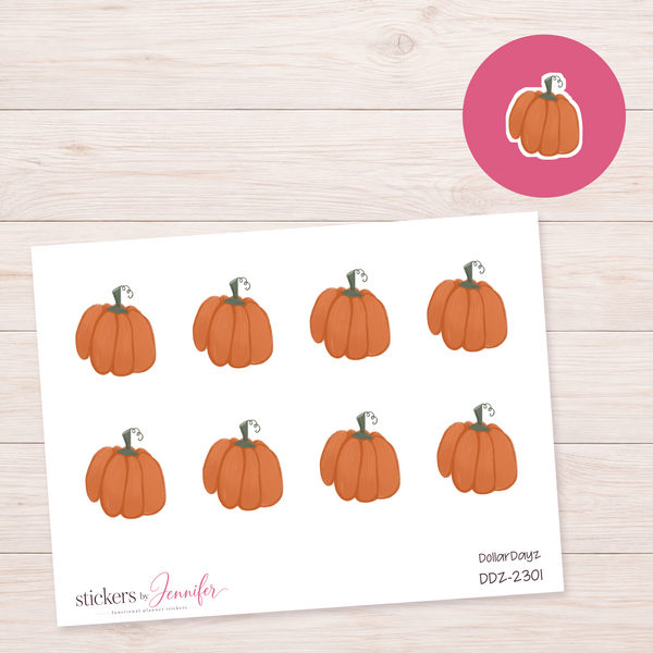 Simple Orange Pumpkin Planner Stickers | DDZ-2301