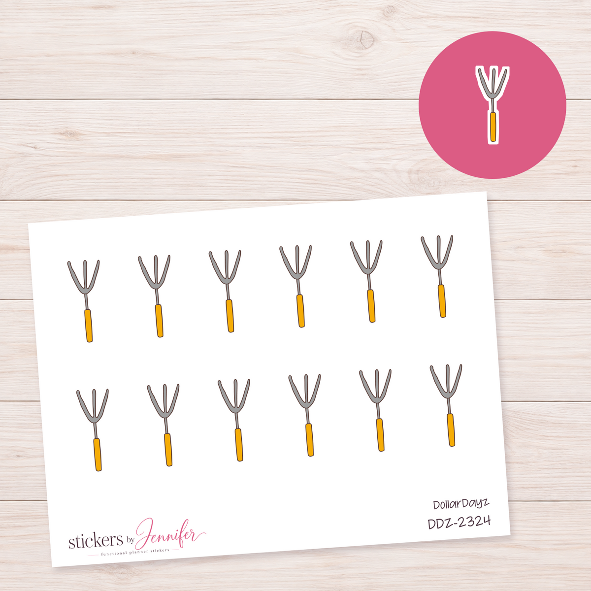 Garden Pitchfork Planner Stickers | DDZ-2324