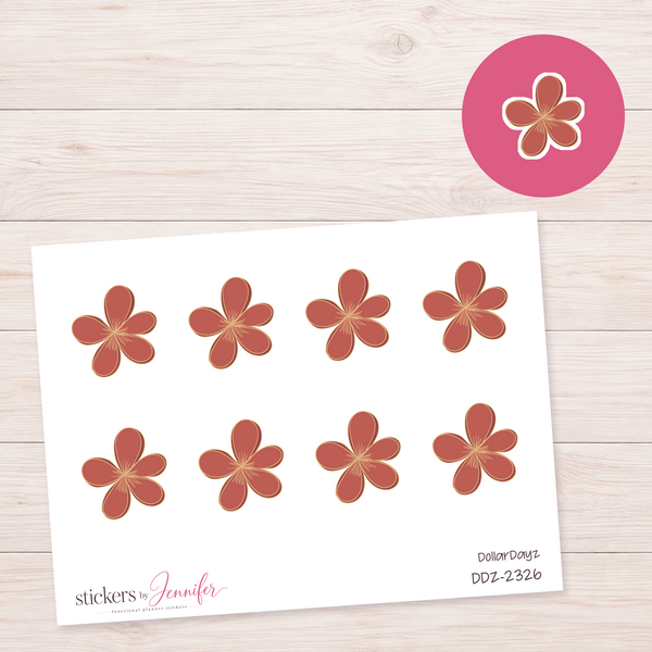 Terracotta Five-Petal Flower Planner Stickers | DDZ-2326