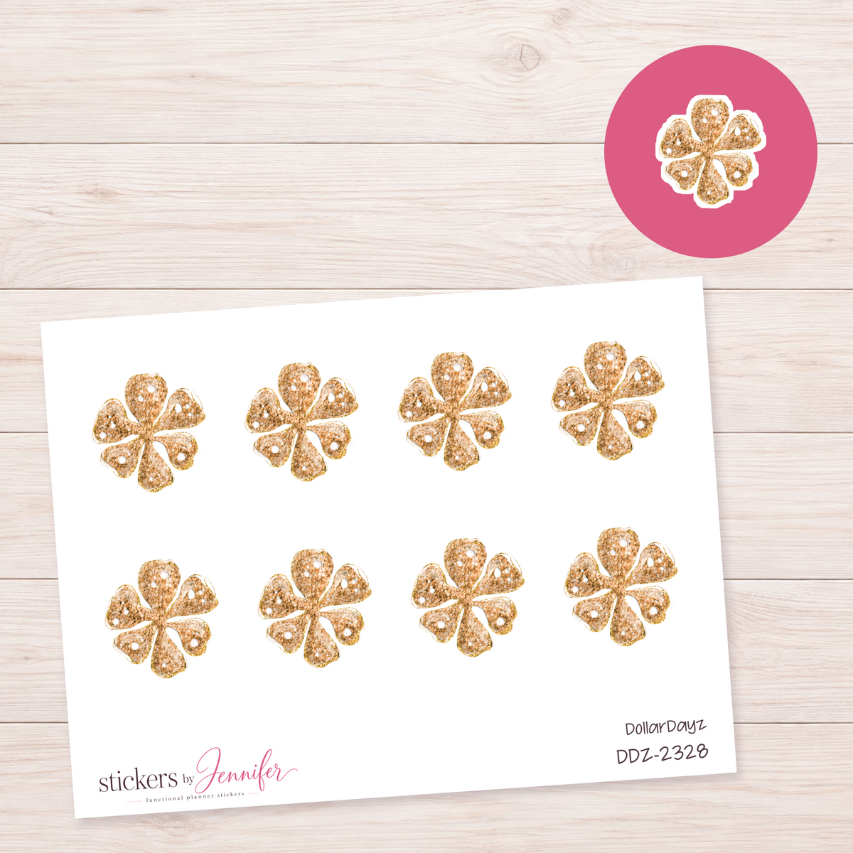 Golden Flower Shape Planner Stickers | DDZ-2328