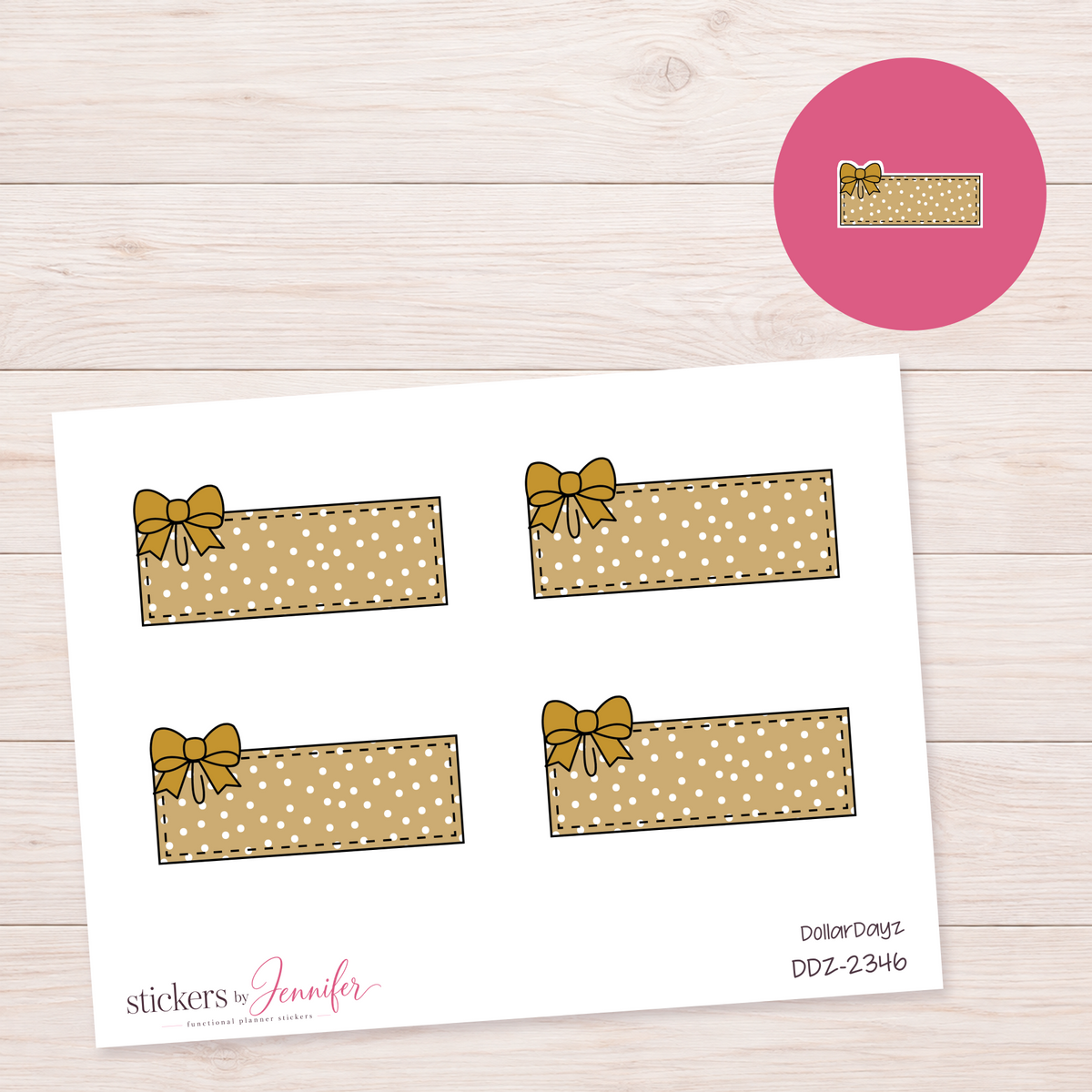 Golden Bow Label Planner Stickers | DDZ-2346