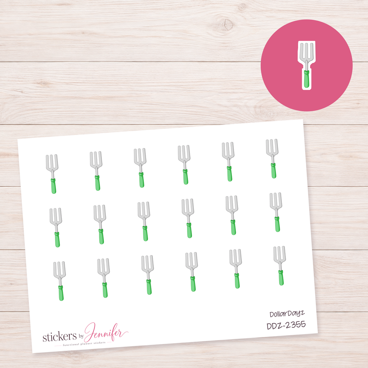 Bright Green Garden Fork Planner Stickers | DDZ-2355
