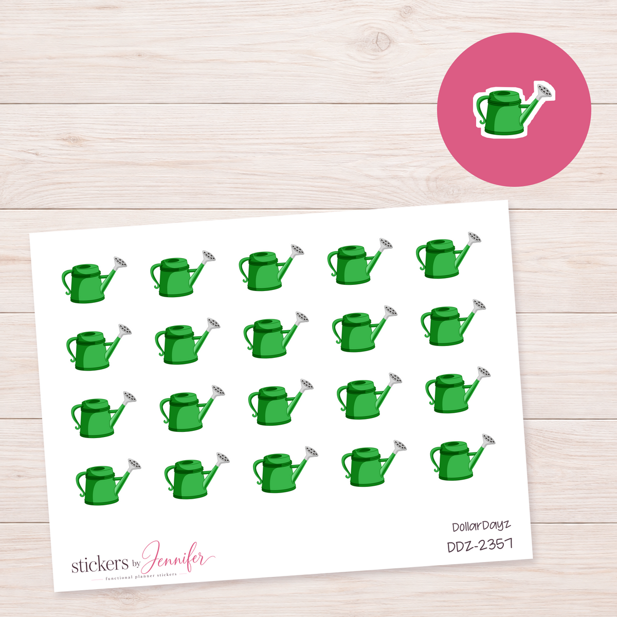 Bright Green Watering Can Planner Stickers | DDZ-2357