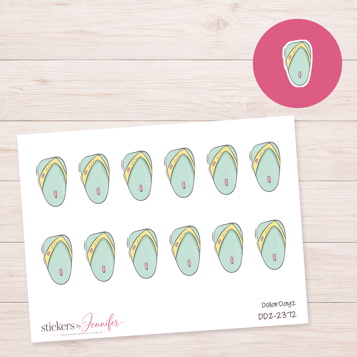Mint Flip-Flop Planner Stickers | DDZ-2372
