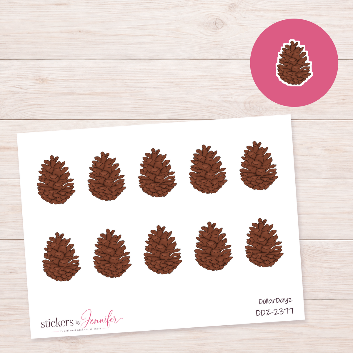 Brown Pinecone Planner Stickers | DDZ-2377