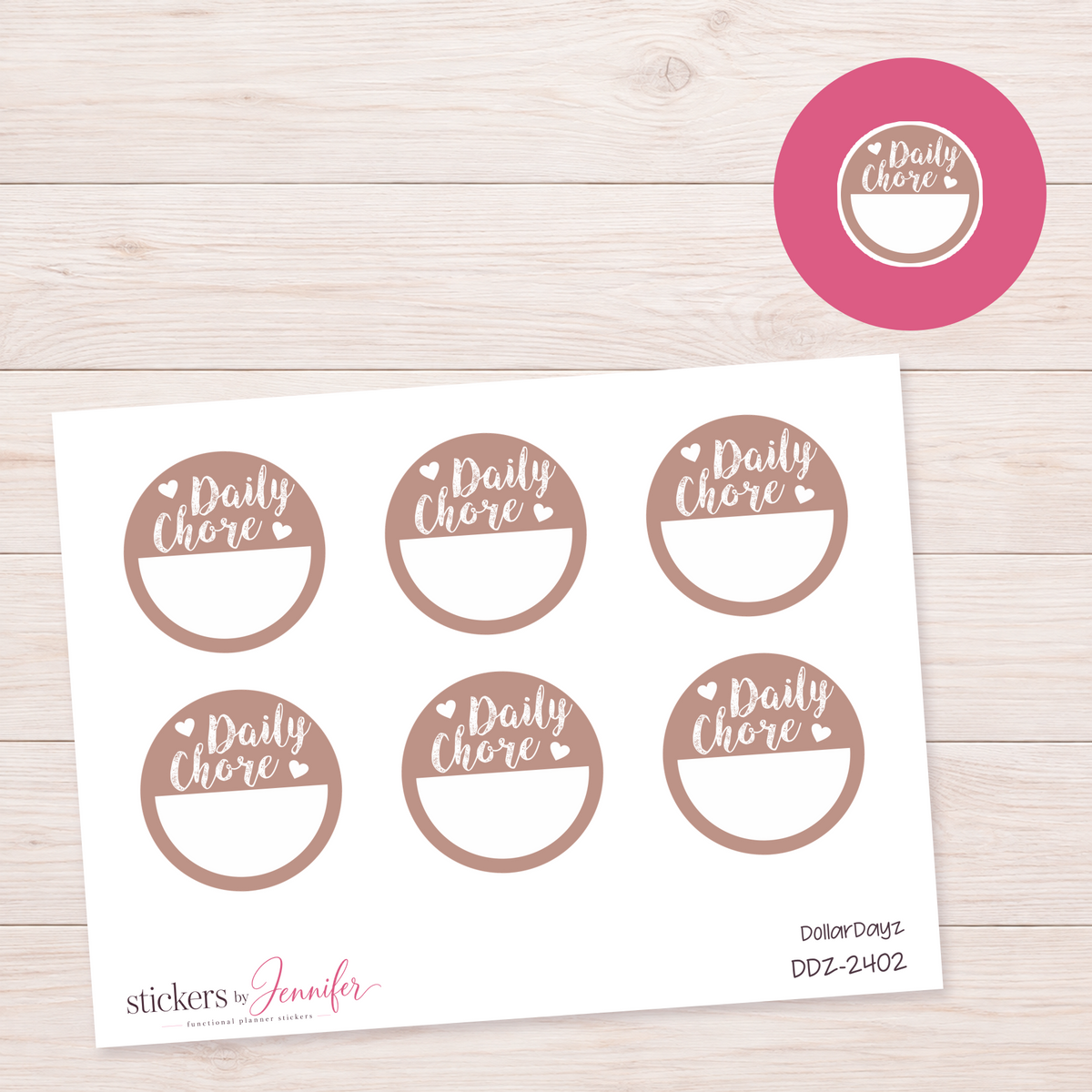 Taupe Daily Chore Circle Planner Stickers | DDZ-2402