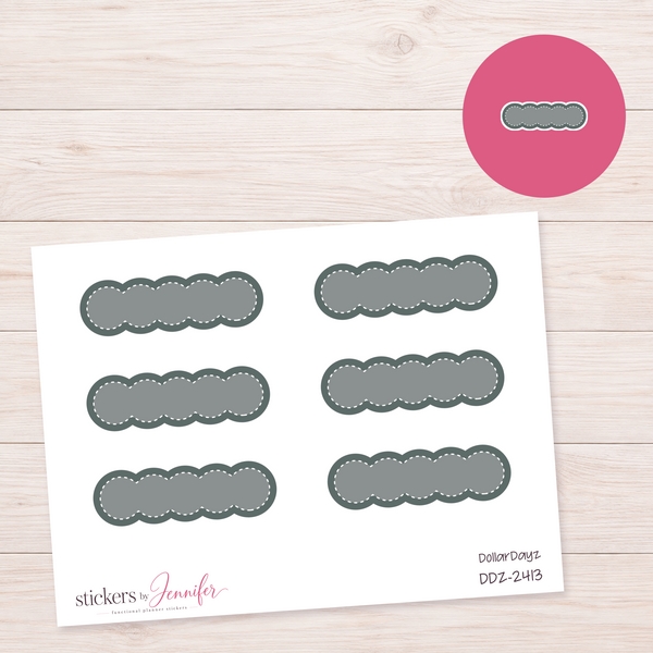 Dark Gray Scalloped Label Planner Stickers | DDZ-2413