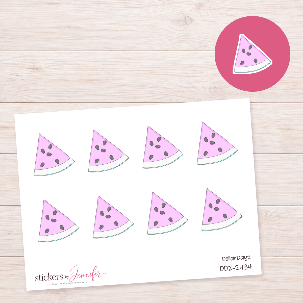 Pastel Watermelon Slice Planner Stickers | DDZ-2434