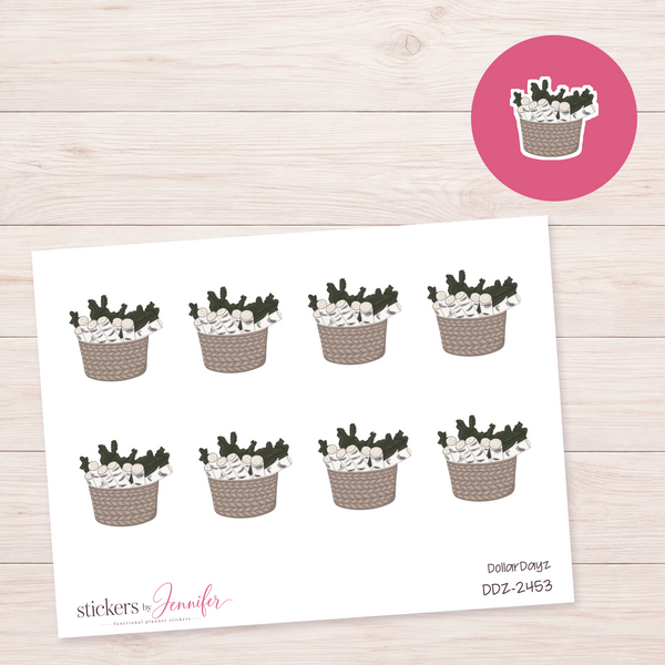 Winter Birch Basket Planner Stickers | DDZ-2453