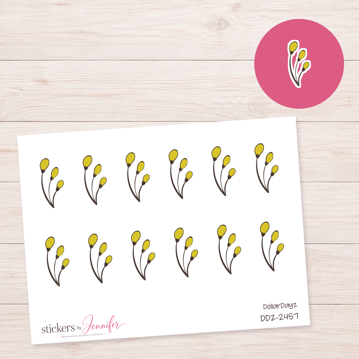 Three Yellow Buds Planner Stickers | DDZ-2457