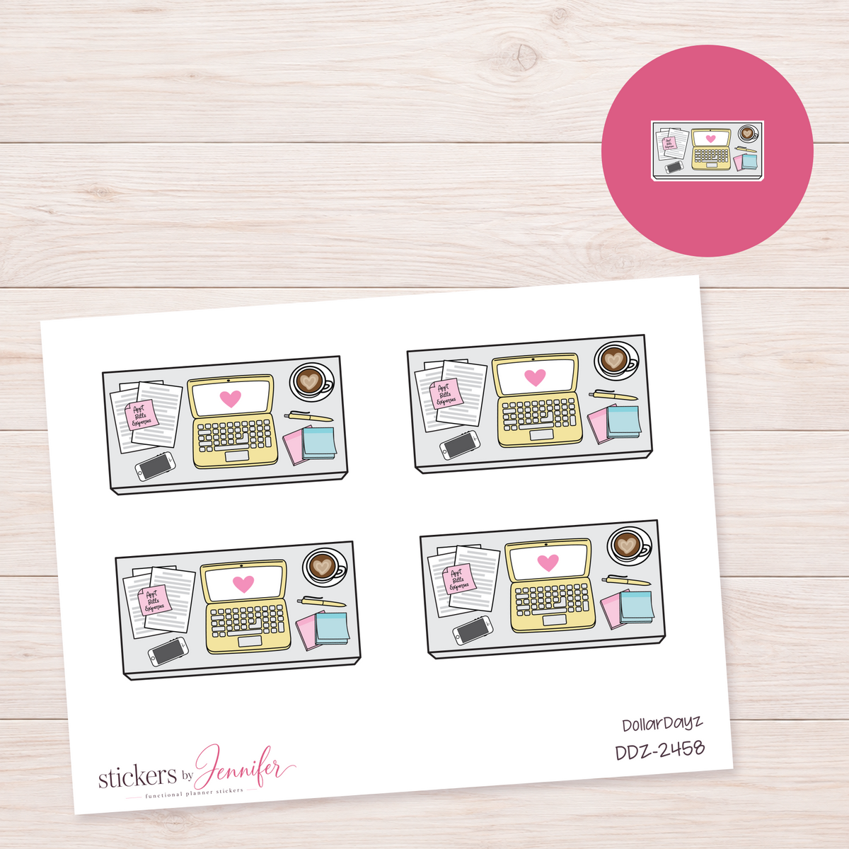 Cream Laptop Workspace Planner Stickers | DDZ-2458