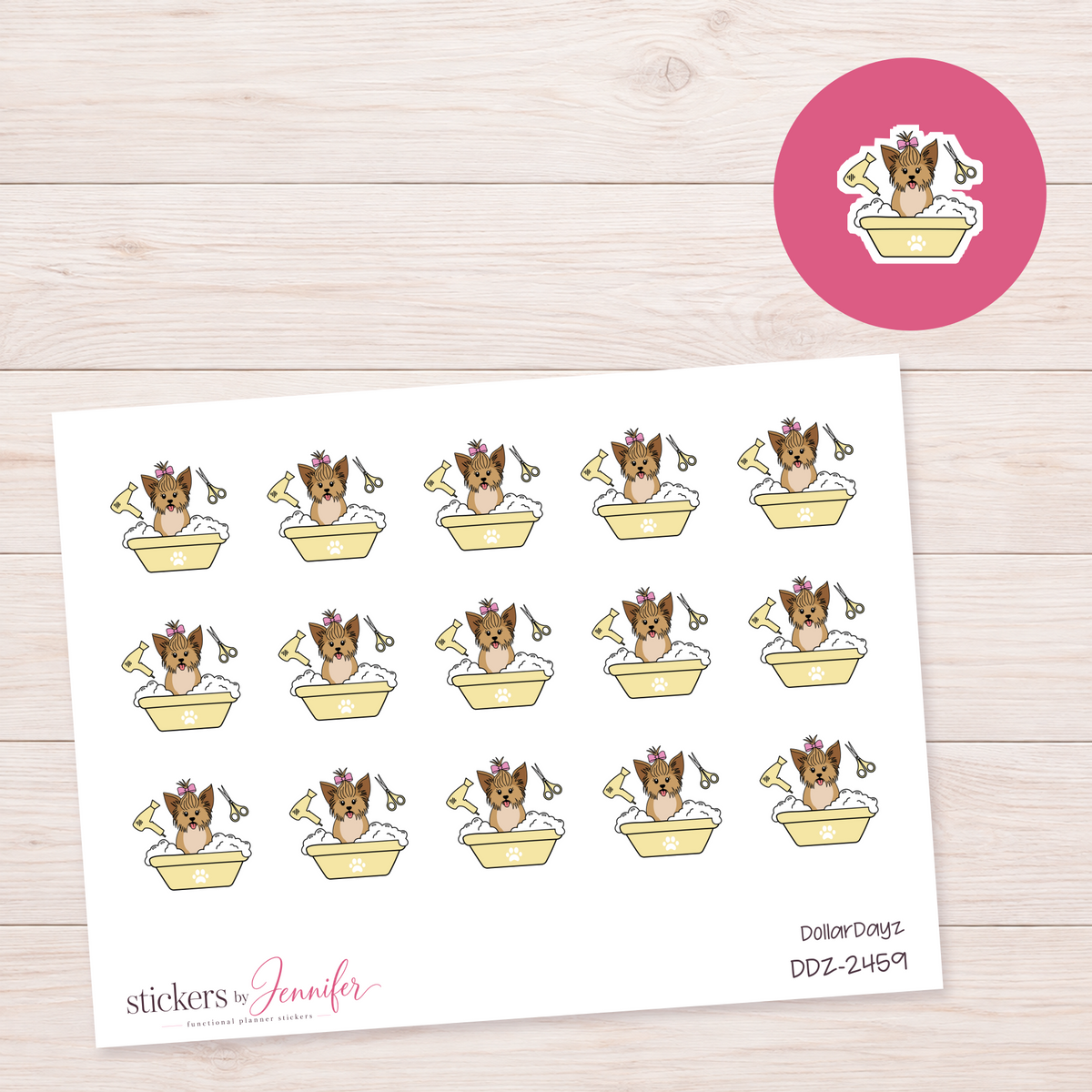 Cream Dog Grooming Bath Planner Stickers | DDZ-2459