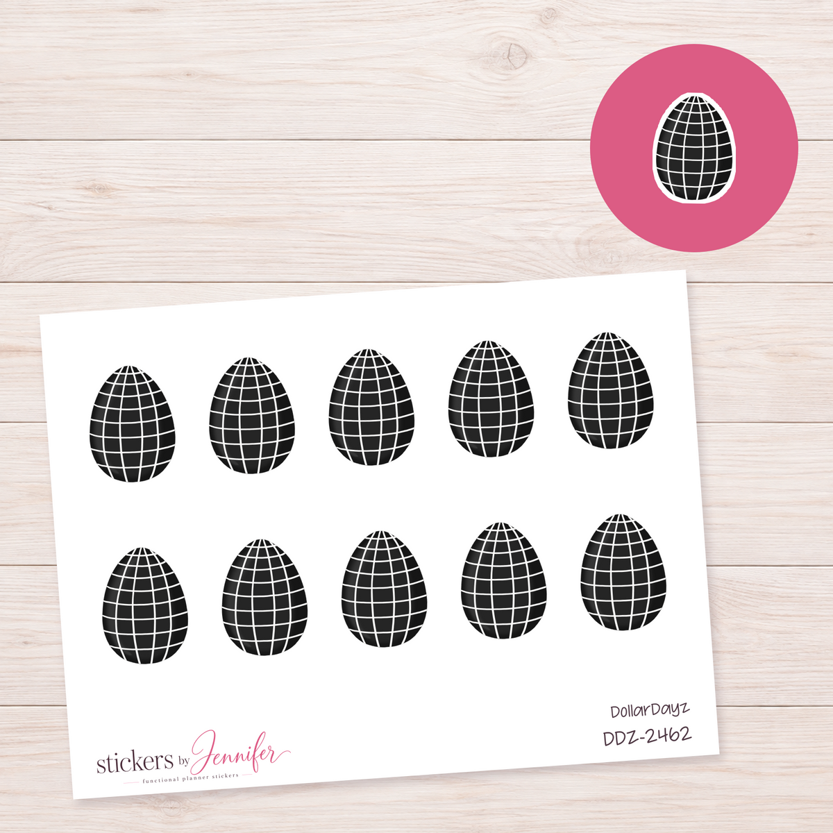 Black Grid Egg Planner Stickers | DDZ-2462