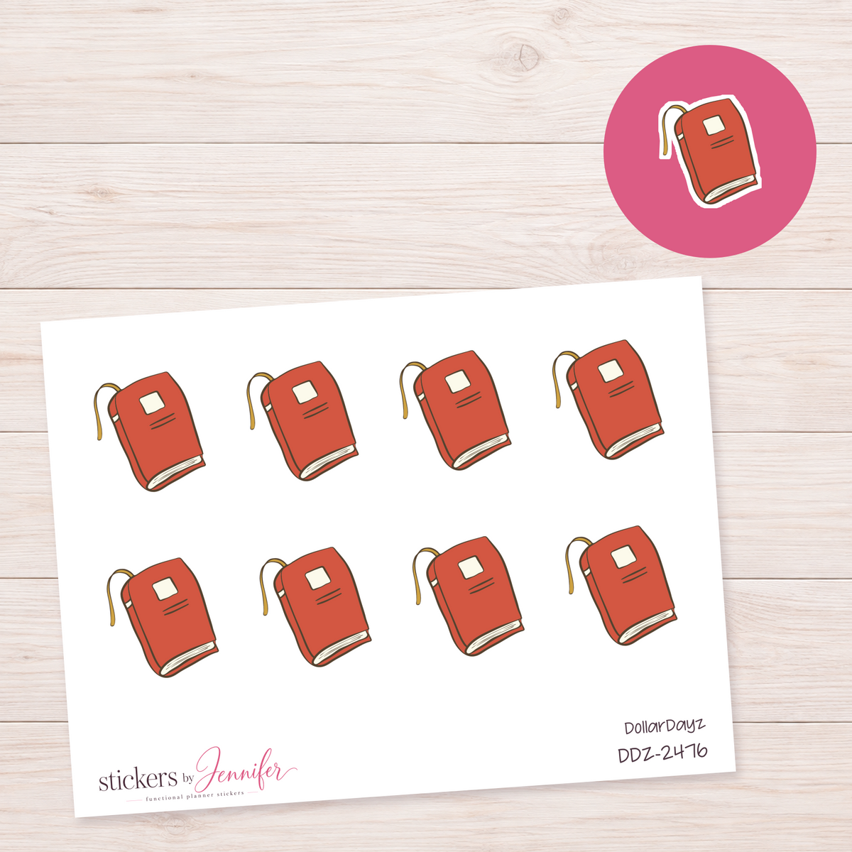 Red Bookmark Journal Planner Stickers | DDZ-2476