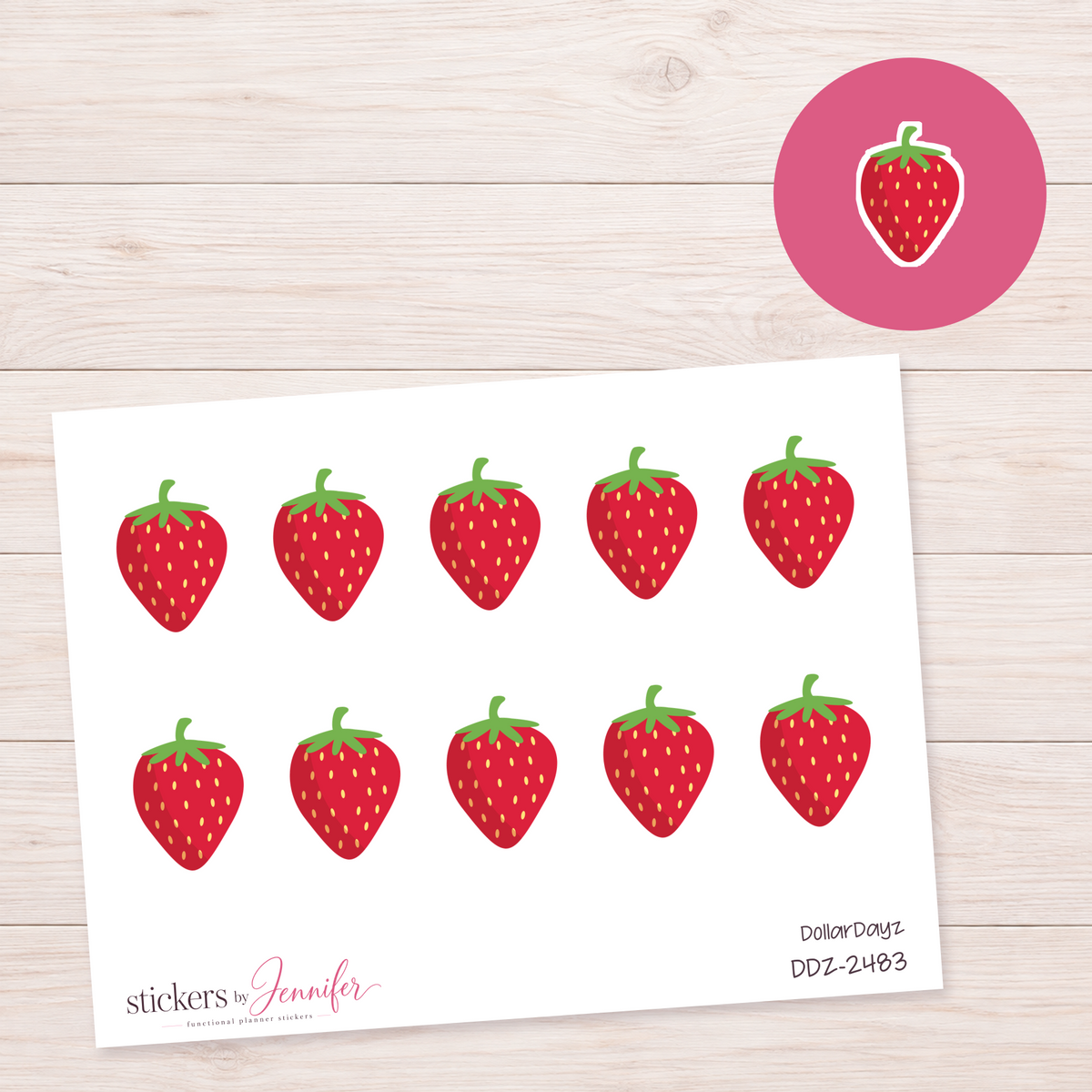 Red Strawberry Planner Stickers | DDZ-2483