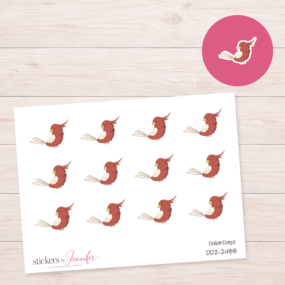 Red Bird on a Branch Planner Stickers | DDZ-2488