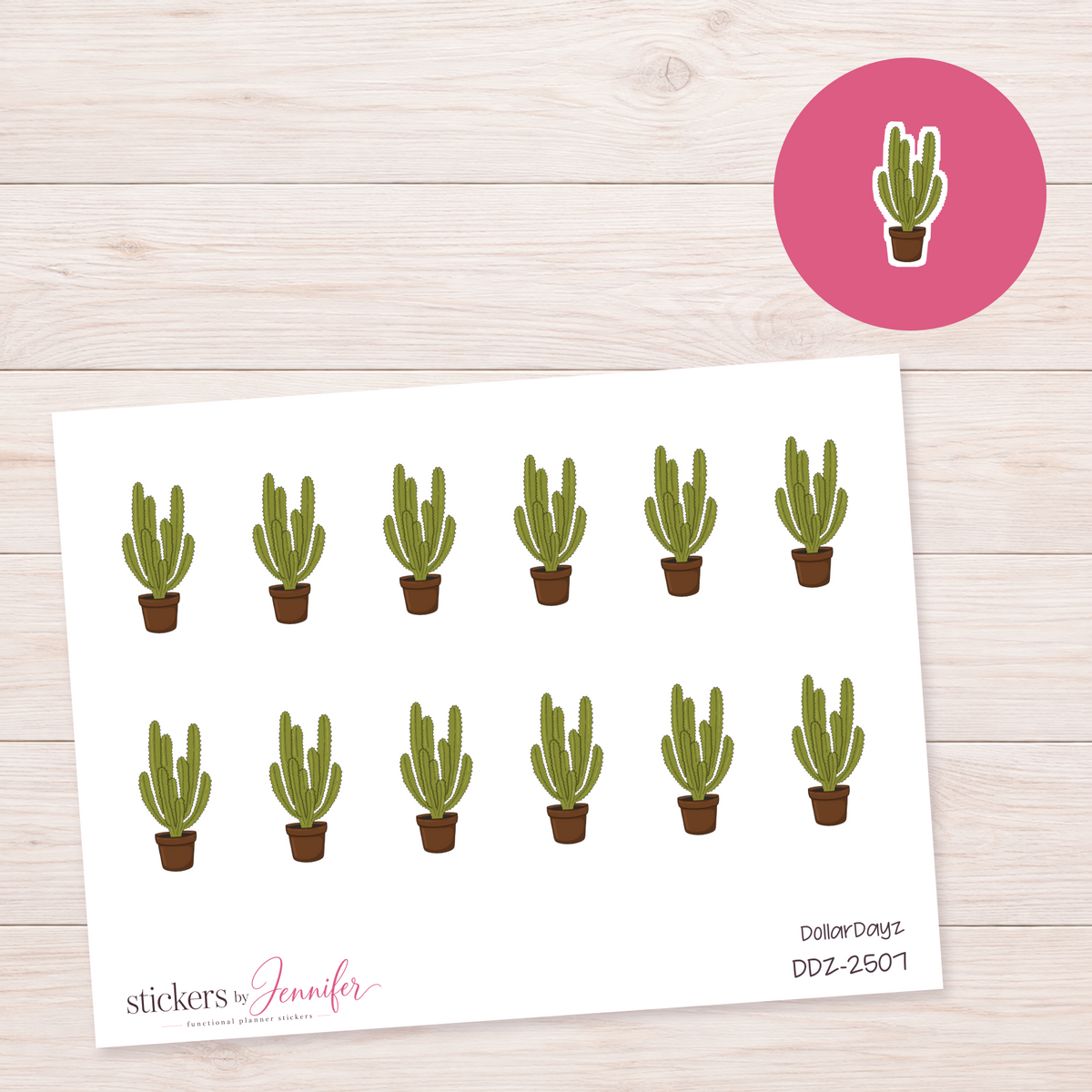 Tall Potted Cactus Planner Stickers | DDZ-2507
