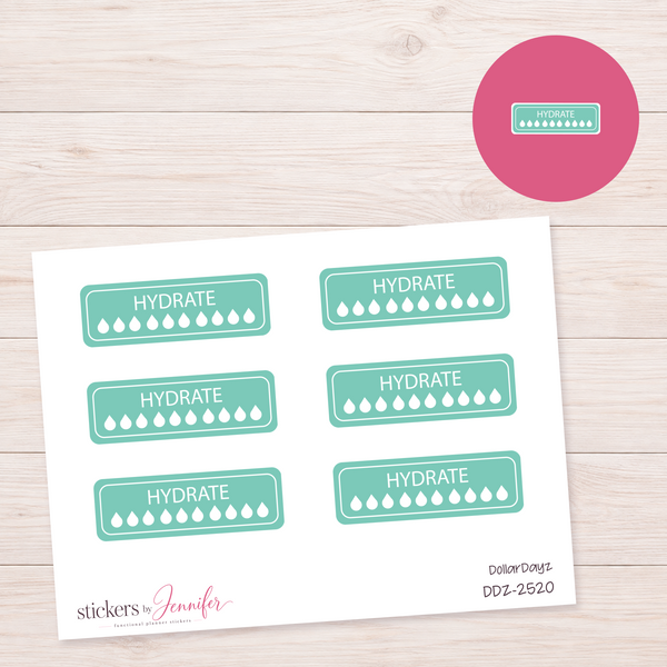 Seafoam Hydration Tracker Planner Stickers | DDZ-2520