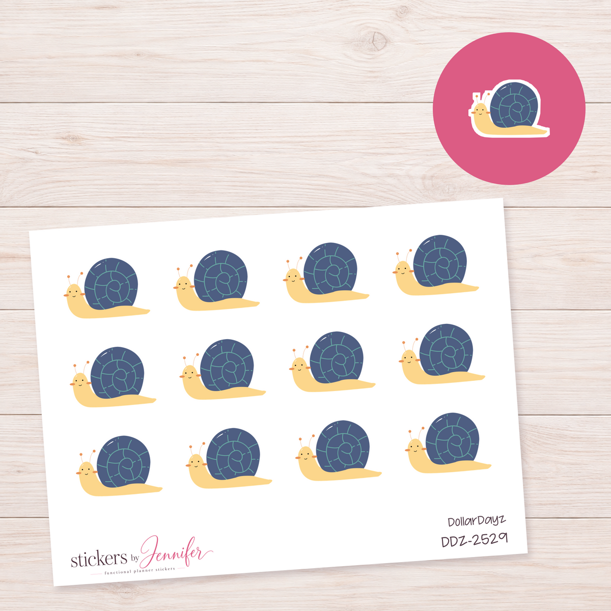 Smiling Snail Planner Stickers | DDZ-2529