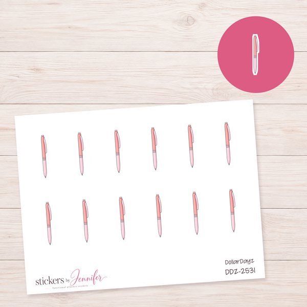 Slim Pink Pen Planner Stickers | DDZ-2531