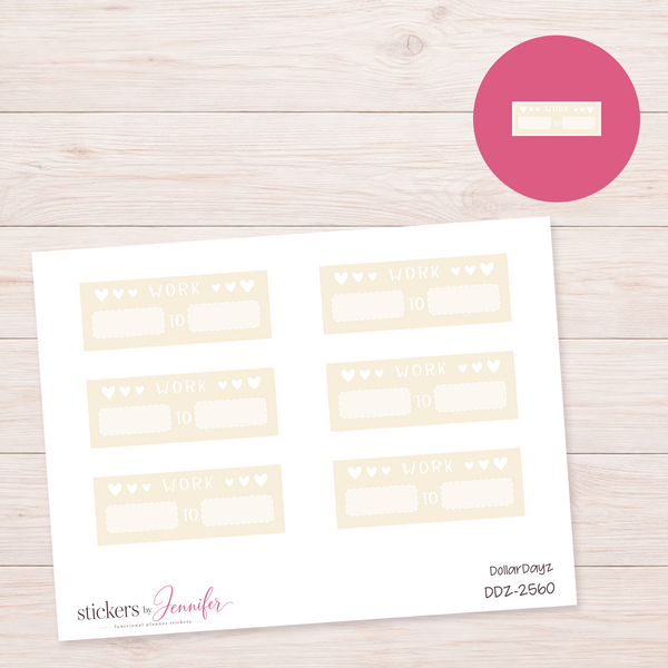 Cream Work Hours Label Planner Stickers | DDZ-2560