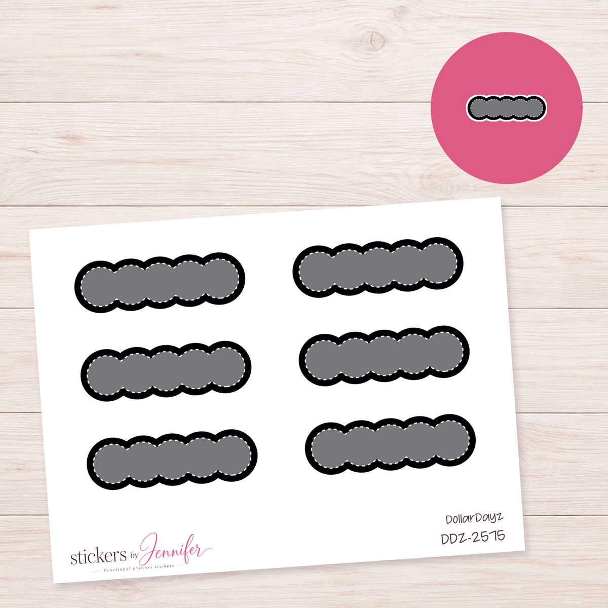 Black Scalloped Label Planner Stickers | DDZ-2575