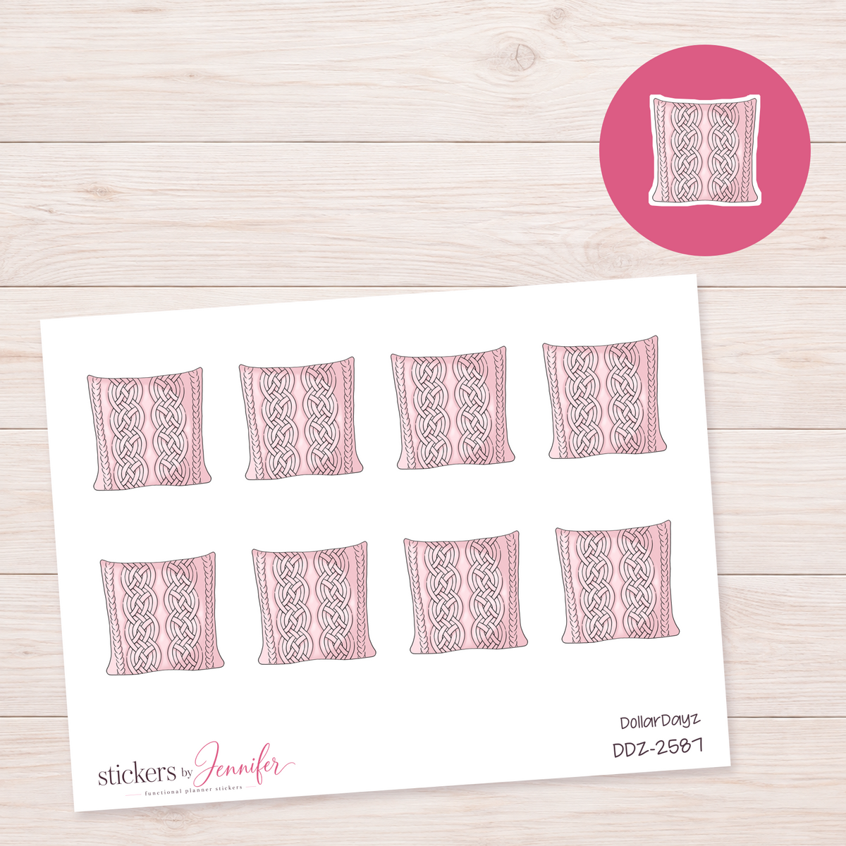 Pink Cable-Knit Blanket Planner Stickers | DDZ-2587