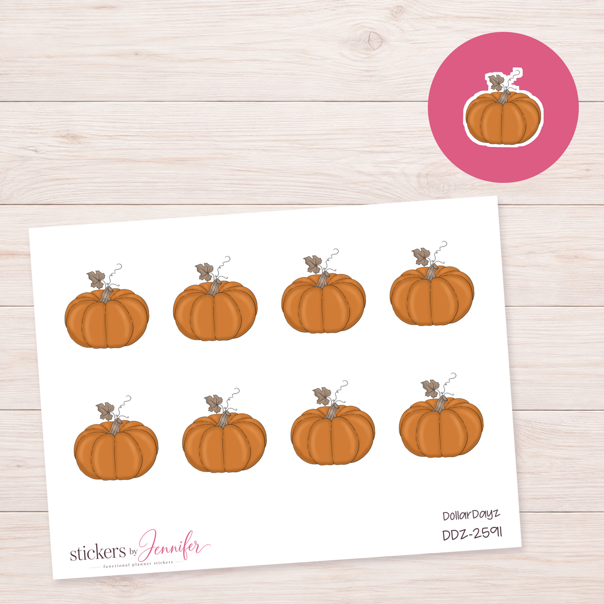 Orange Harvest Pumpkin Planner Stickers | DDZ-2591