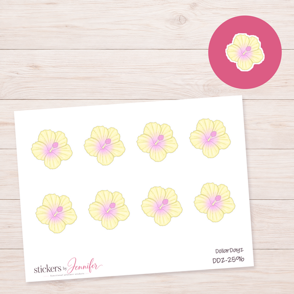 Pale Yellow Hibiscus Planner Stickers | DDZ-2596