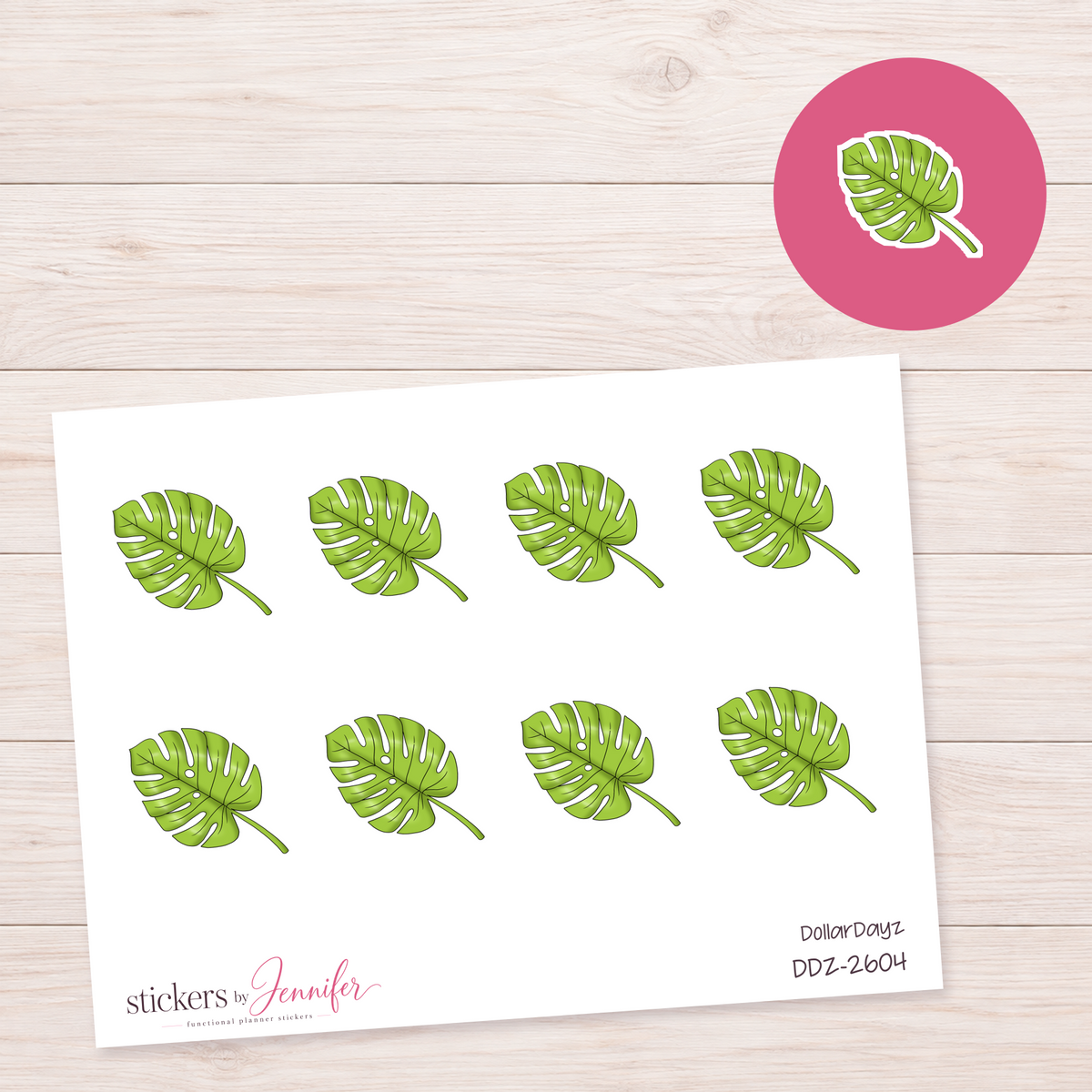Green Monstera Leaf Planner Stickers | DDZ-2604