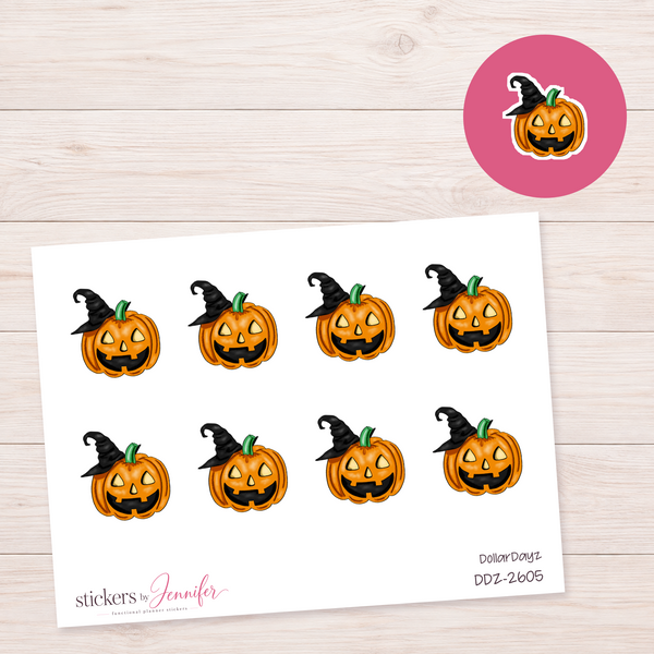 Witch Hat Pumpkin Planner Stickers | DDZ-2605