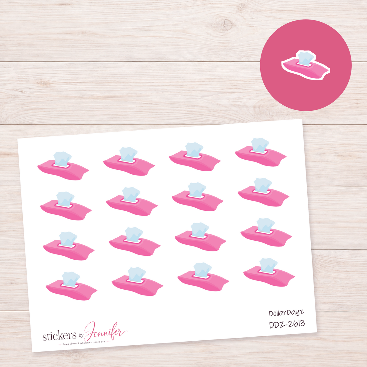 Pink Tissue Box Planner Stickers | DDZ-2613