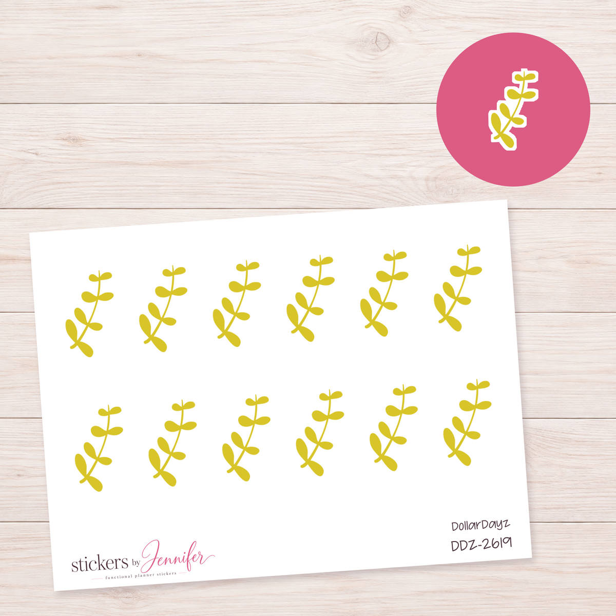 Golden Leaf Stem Planner Stickers | DDZ-2619