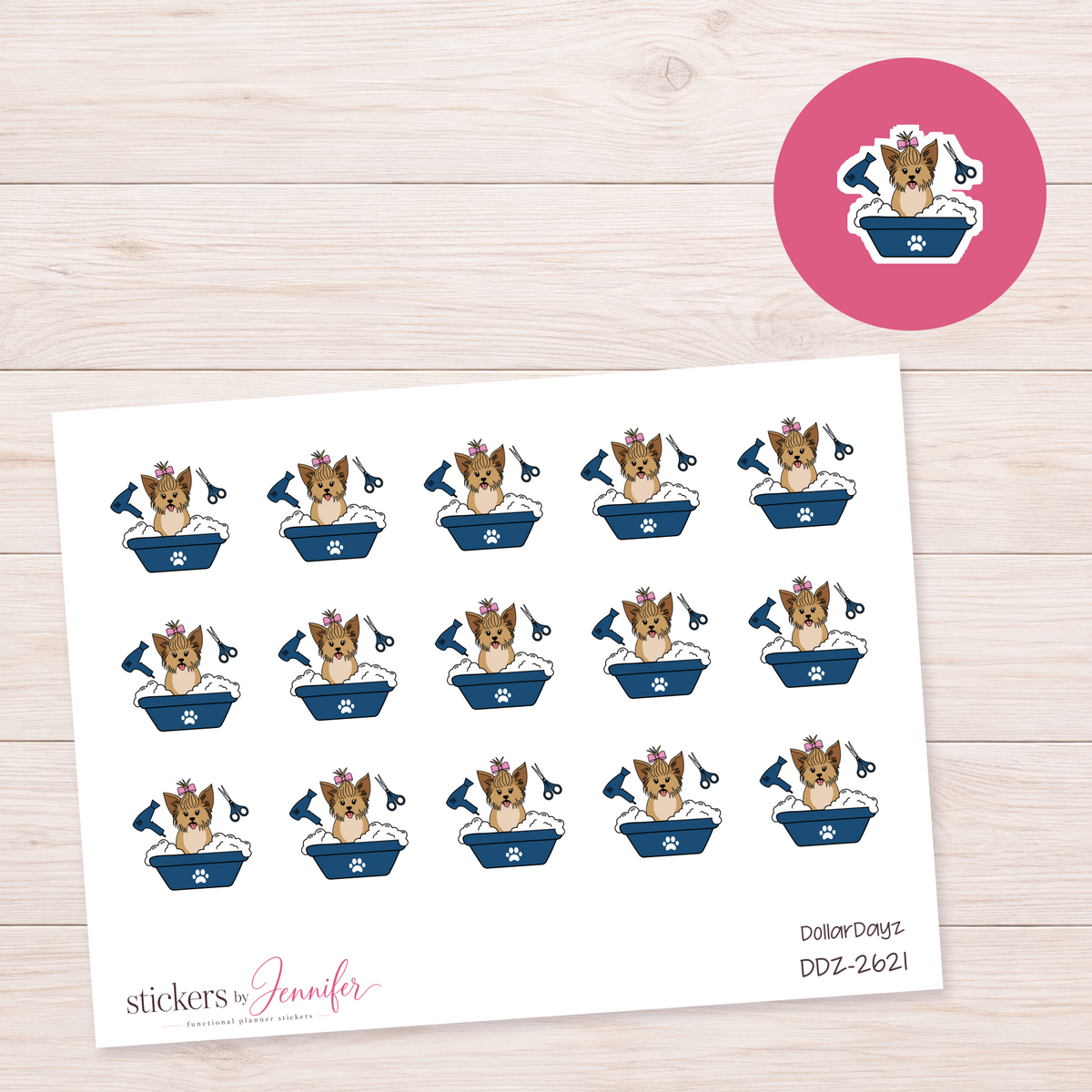 Deep Blue Dog Grooming Bath Planner Stickers | DDZ-2621