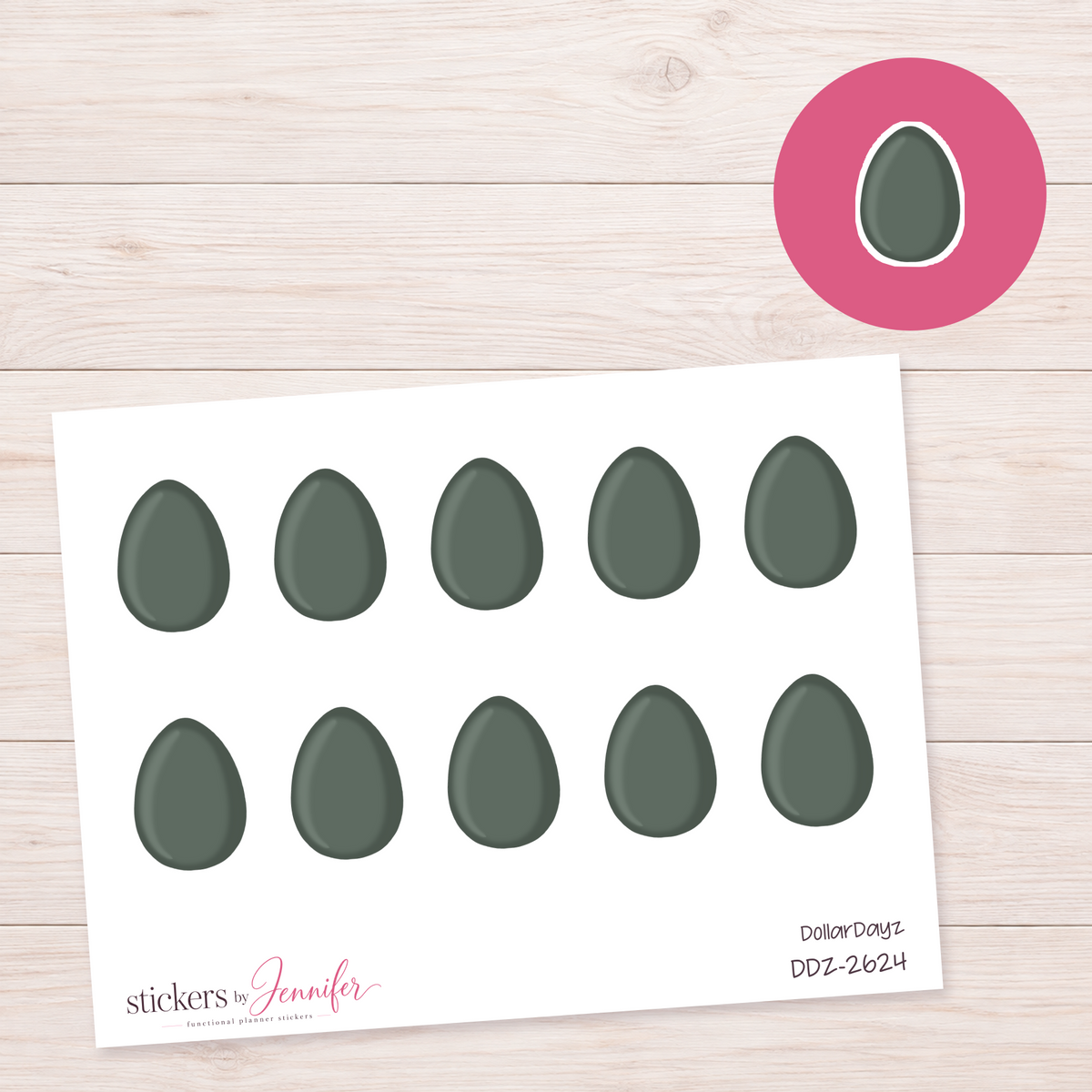 Dark Green Egg Planner Stickers | DDZ-2624