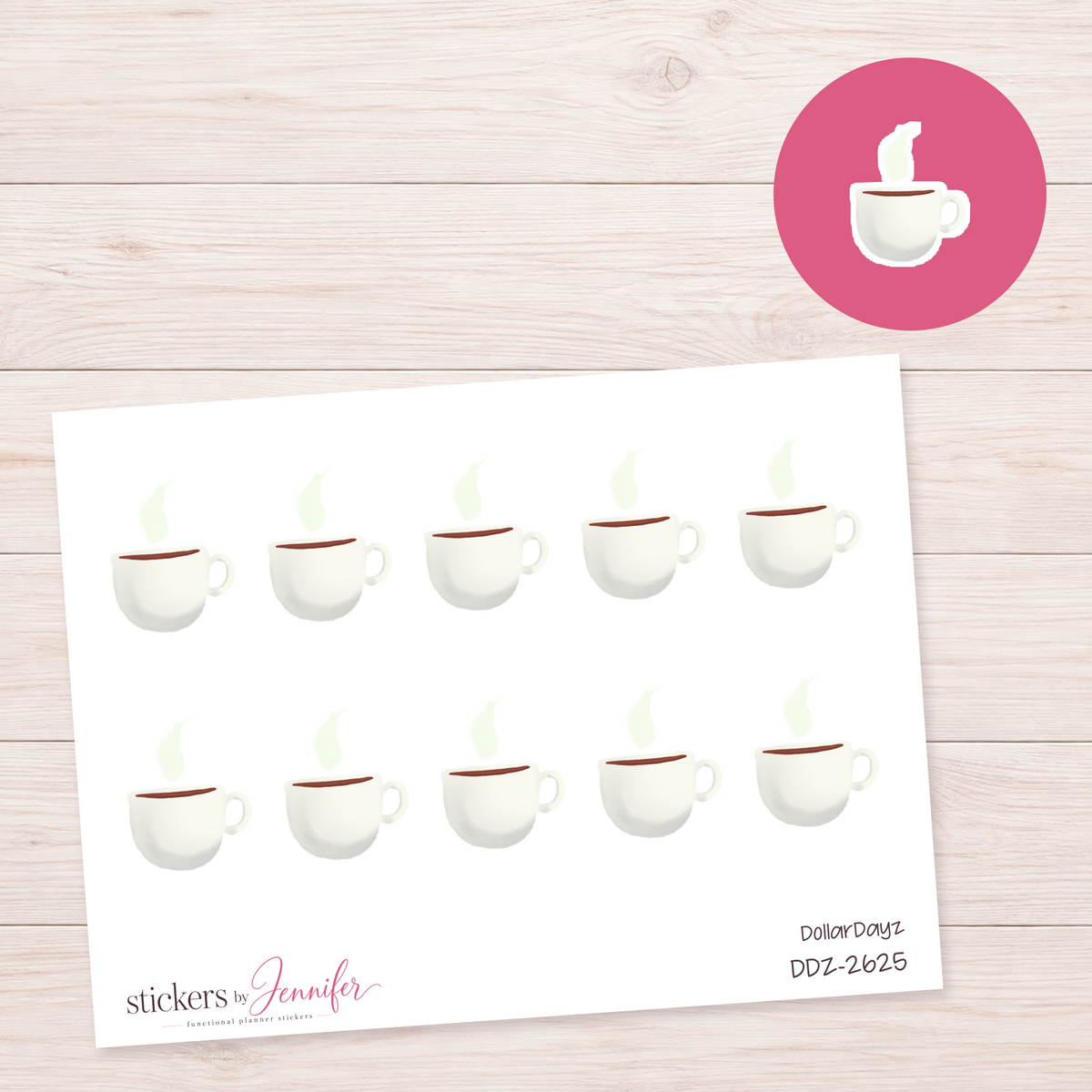 Steaming Cream Cup Planner Stickers | DDZ-2625