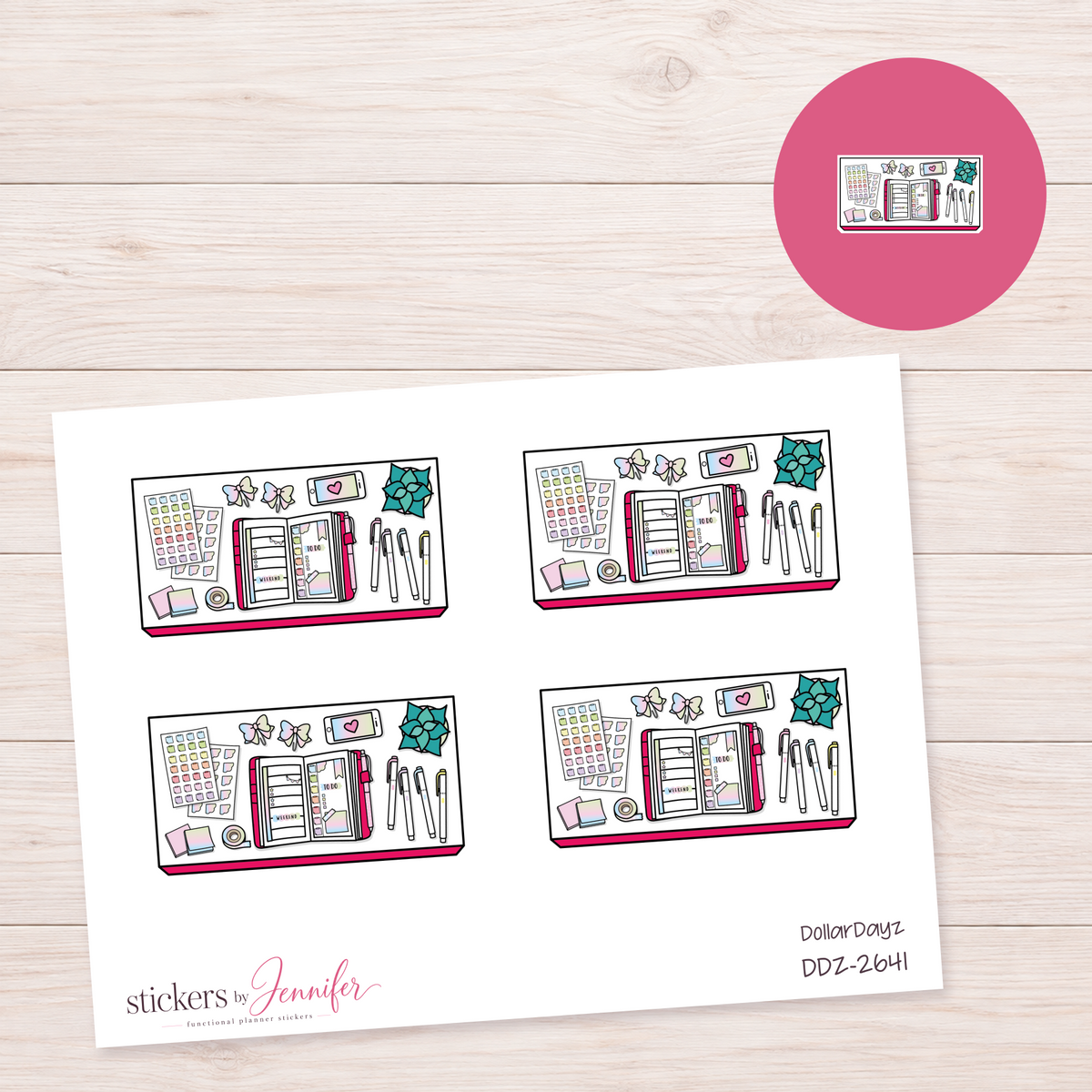 Hot Pink Planner Supplies Planner Stickers | DDZ-2641