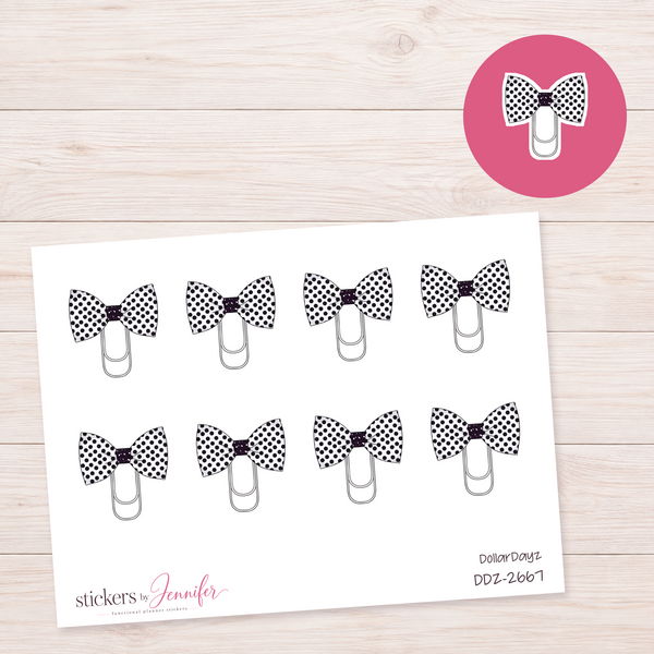 Polka Dot Bow Clip Planner Stickers | DDZ-2667