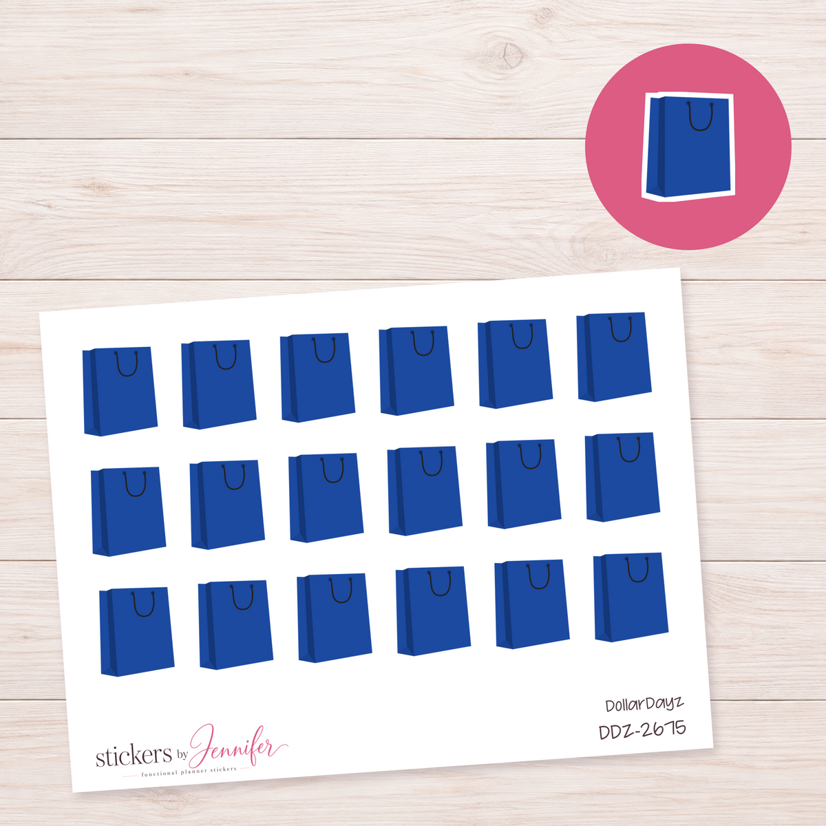 Royal Blue Shopping Bag Planner Stickers | DDZ-2675