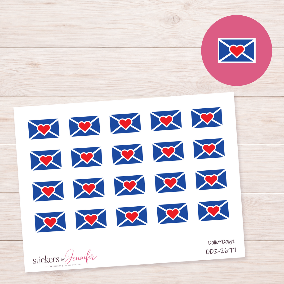 Royal Blue Happy Mail Envelope Planner Stickers | DDZ-2677