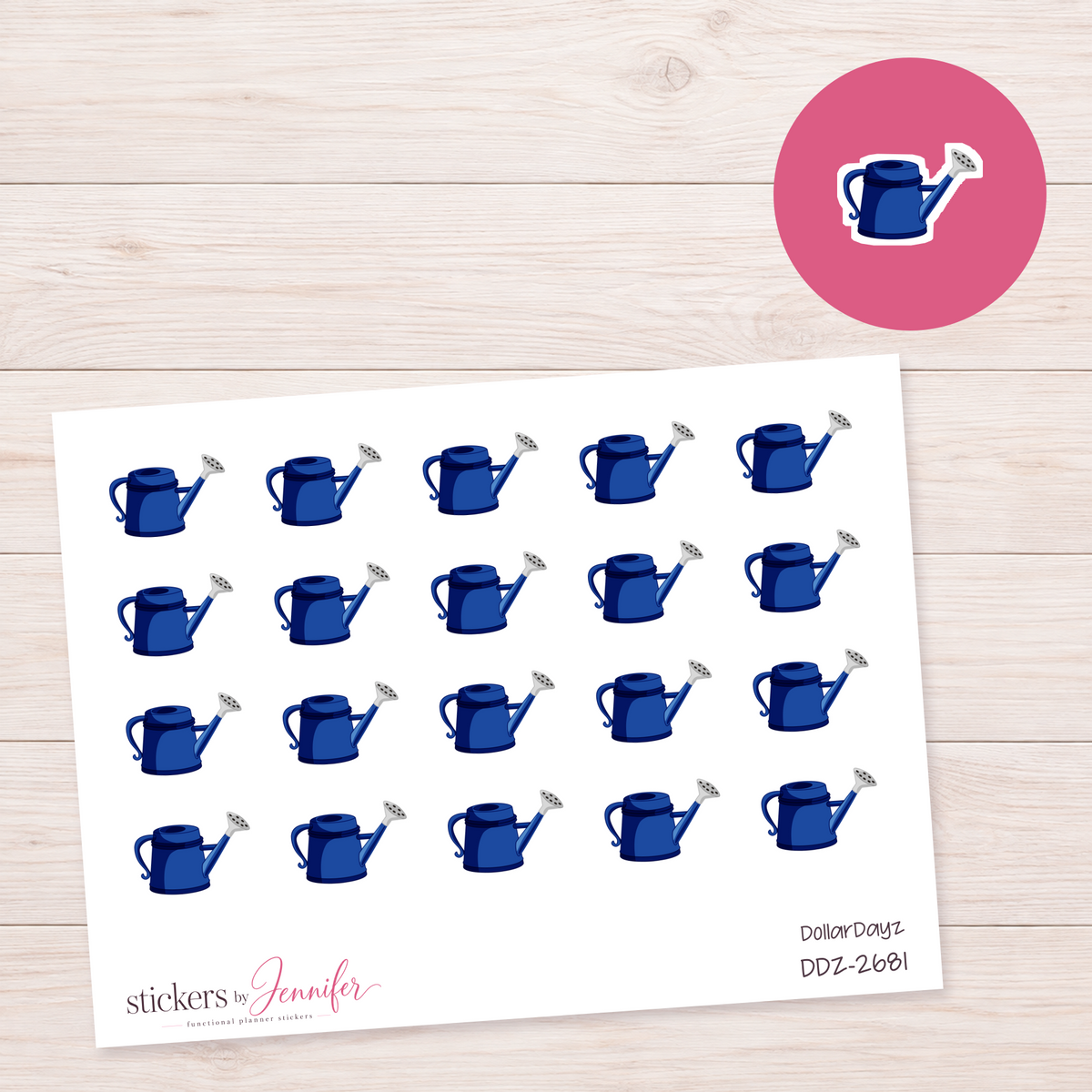 Royal Blue Watering Can Planner Stickers | DDZ-2681