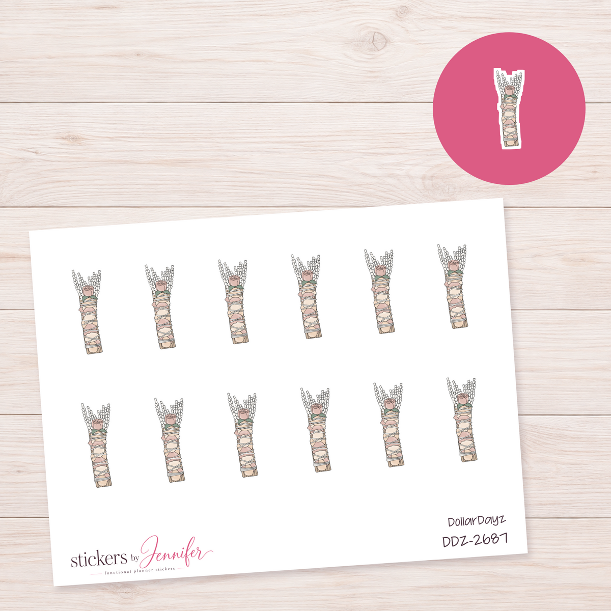 Floral Skeleton Hand Planner Stickers | DDZ-2687
