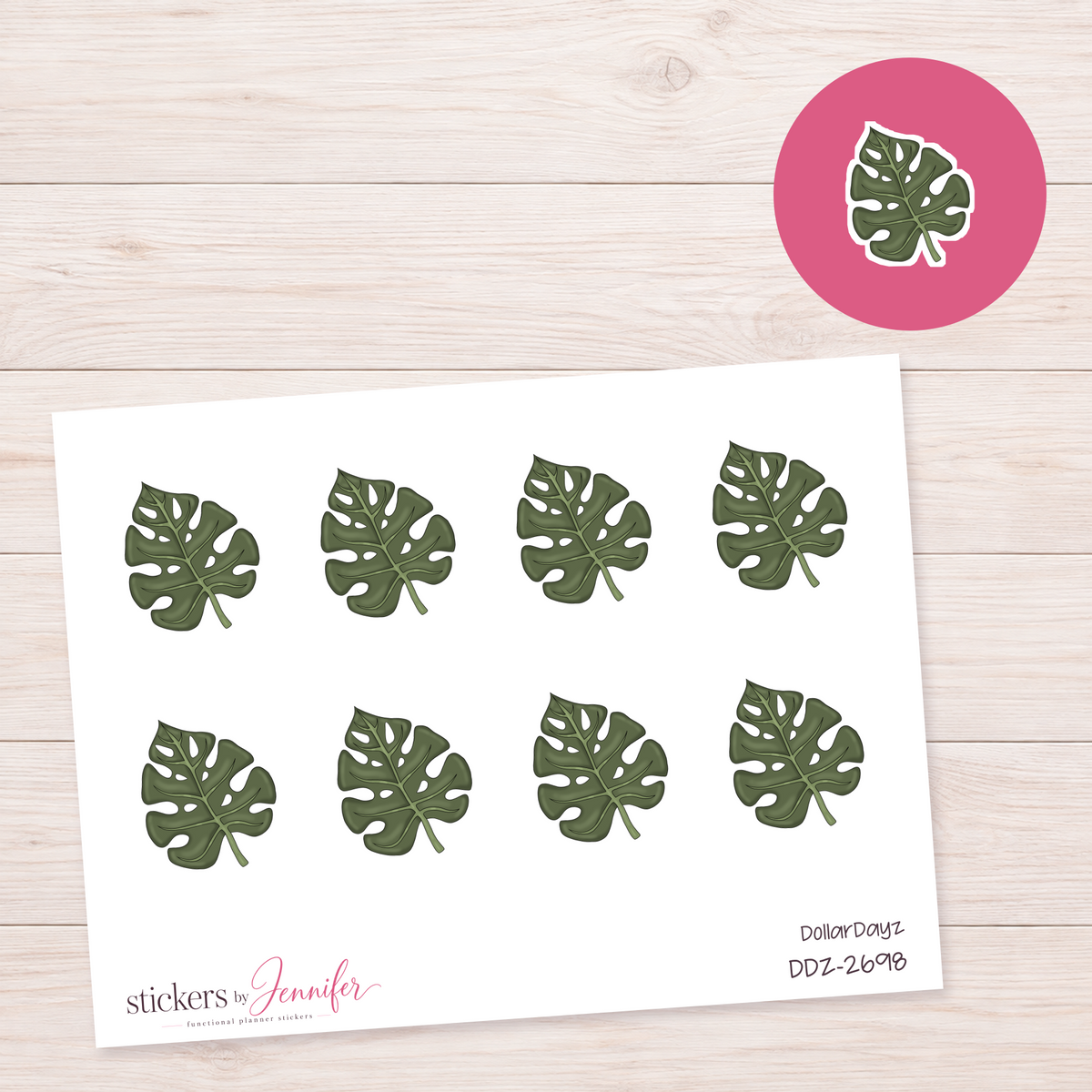Dark Monstera Leaf Planner Stickers | DDZ-2698
