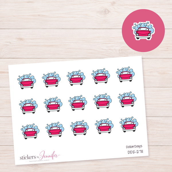 Hot Pink Car Wash Planner Stickers | DDZ-2711