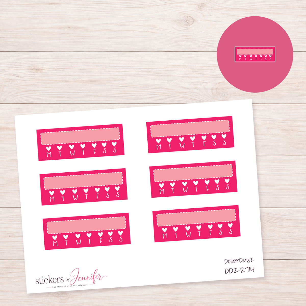 Hot Pink Weekly Tracker Planner Stickers | DDZ-2714