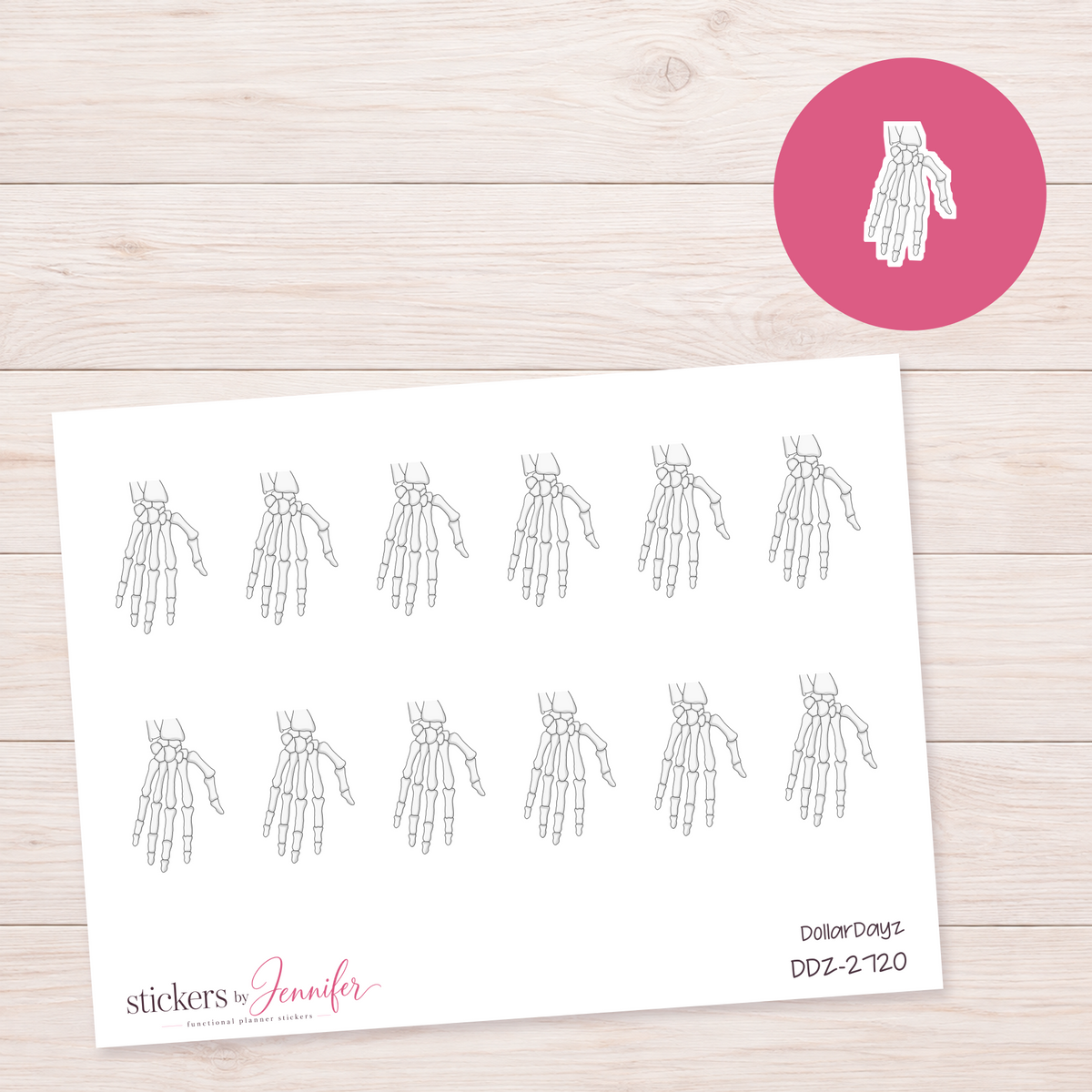 Skeleton Hand Drawing Planner Stickers | DDZ-2720