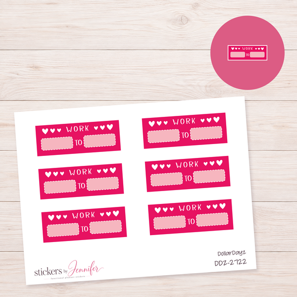 Hot Pink Work Hours Label Planner Stickers | DDZ-2722